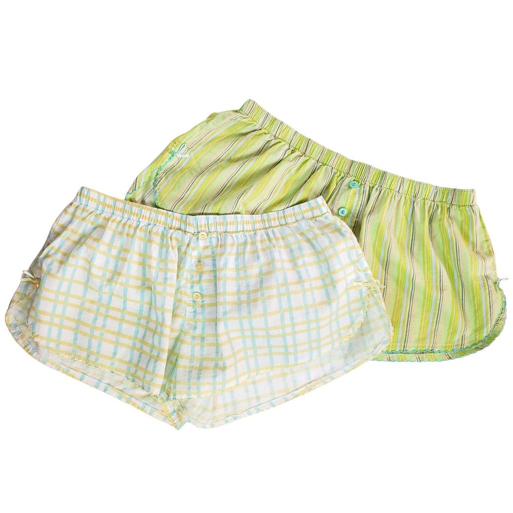 Rampage Plaid & Stripe 2 Pack Lightweight Pajama Shorts Women's Medium